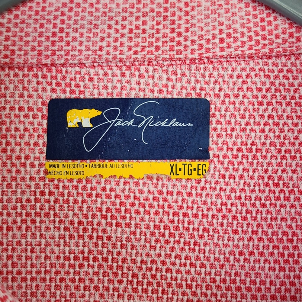 Jack Nicklaus Polo Shirt Mens XL Pink‎ Textured Golden Bear Logo Excellent - Picture 6 of 13